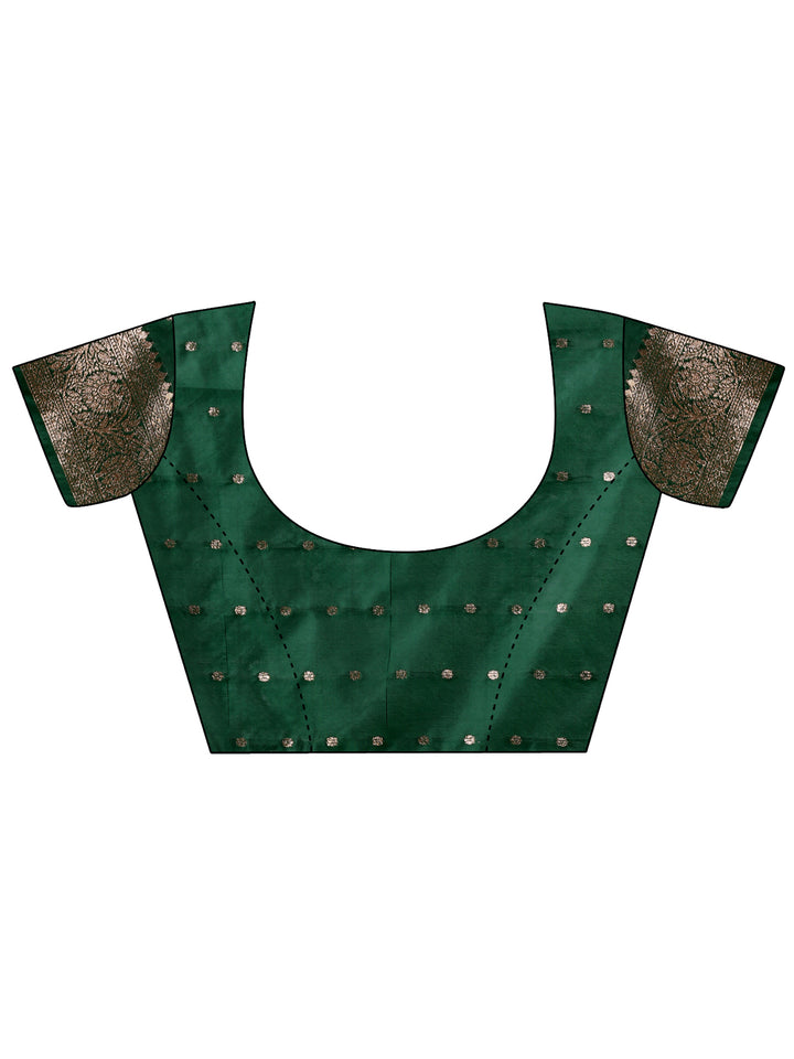Green Colour Lichi Silk Saree weaving work With Blouse Piece