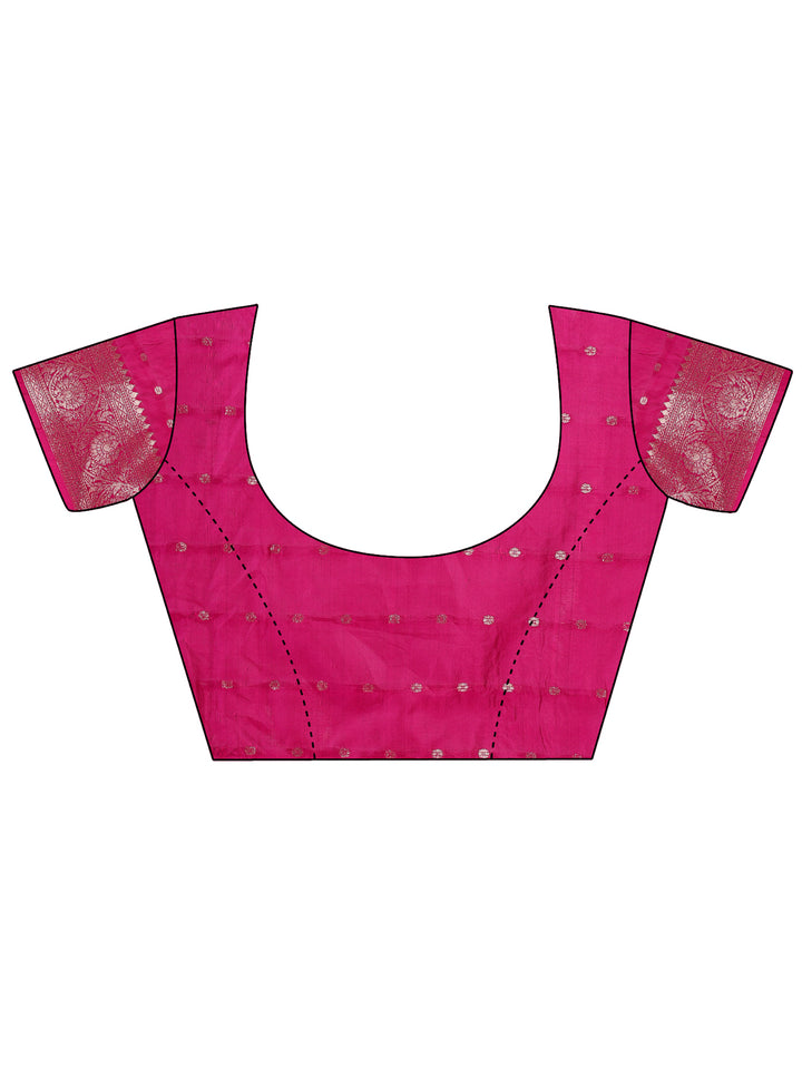Magenta Colour Lichi Silk Saree weaving work With Blouse Piece