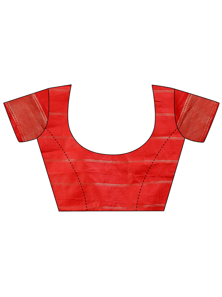 Red Colour Silk Saree Weaving work With Blouse Piece