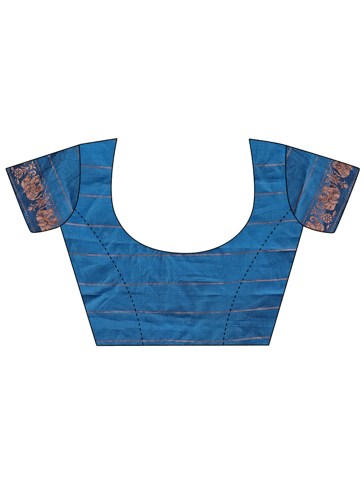 Blue Colour Silk Saree Weaving work With Blouse Piece