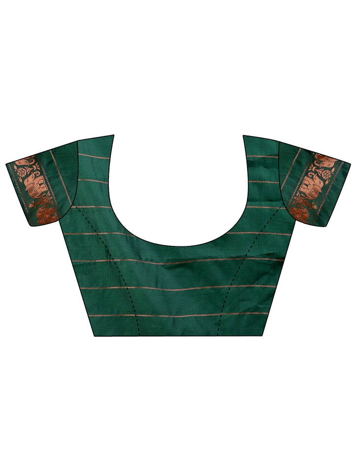 Green Colour Silk Saree Weaving work With Blouse Piece