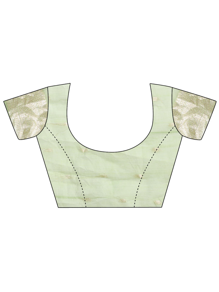 Light Green Colour Linen Cotton Saree Printed Work With Blouse Piece