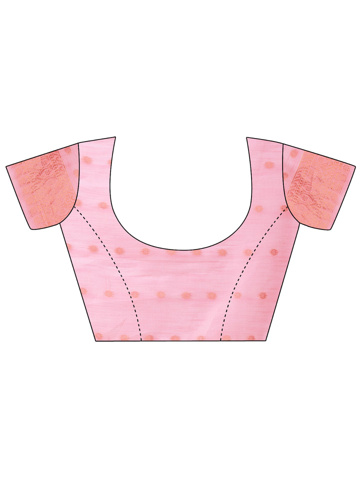 Light Pink Colour Linen Cotton Printed Work Saree With Blouse Piece