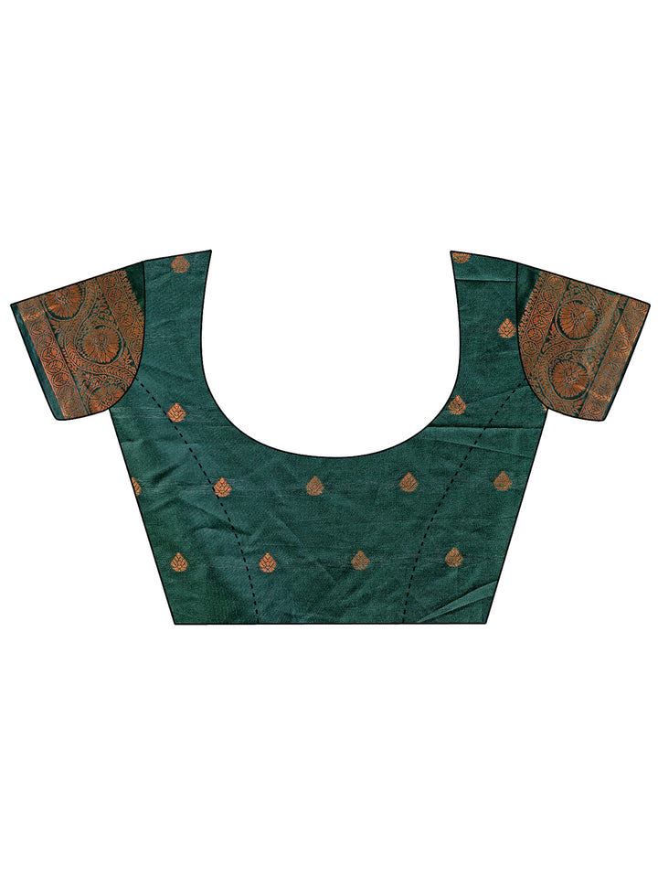 Dark Green Colour Silk Saree Weaving Work With Blouse Piece