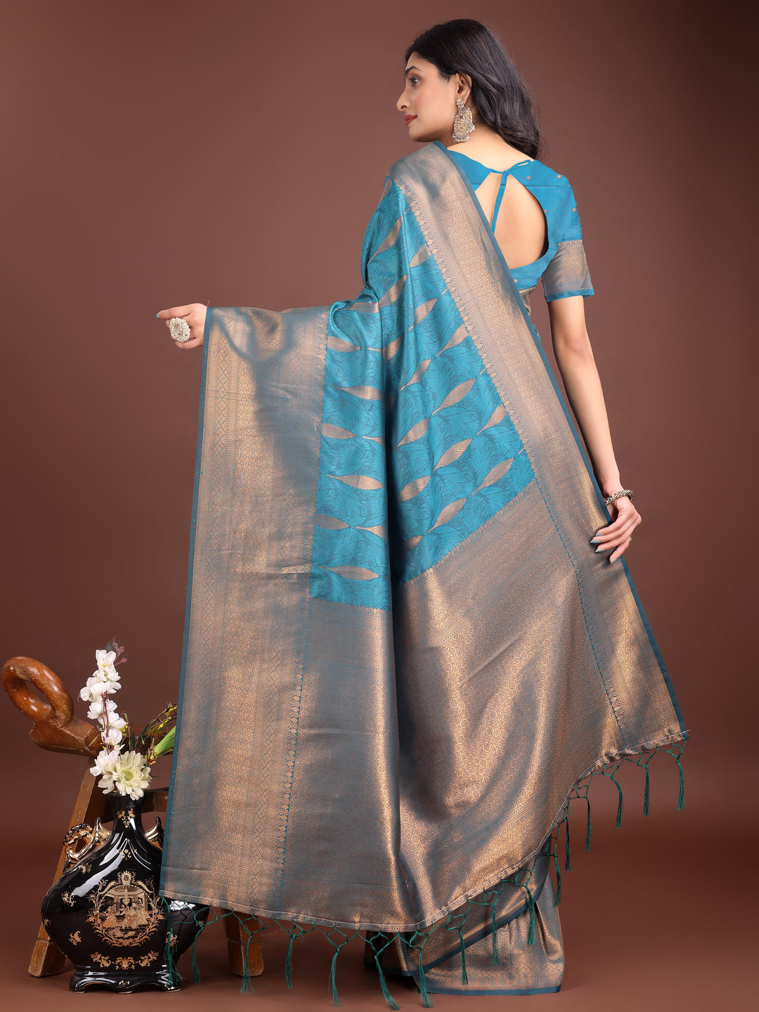Sea Green Colour Banarasi silk Saree Weaving Work With Blouse Piece