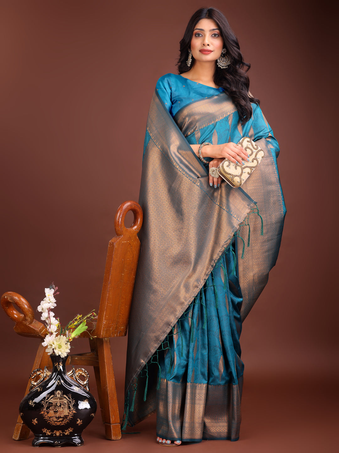 Sea Green Colour Banarasi silk Saree Weaving Work With Blouse Piece