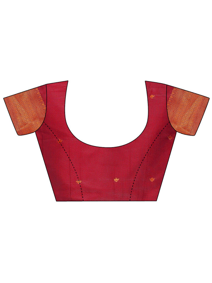 Maroon Colour Banarasi silk Saree Weaving Work With Blouse Piece