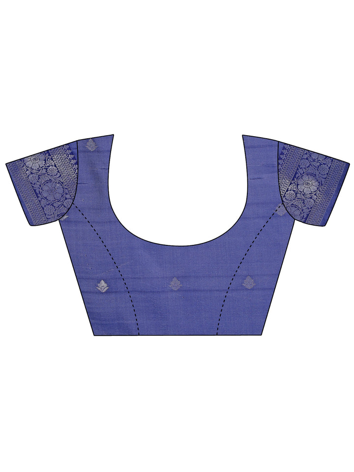 Blue Colour Lichi Silk Saree Weaving Work With Blouse Piece