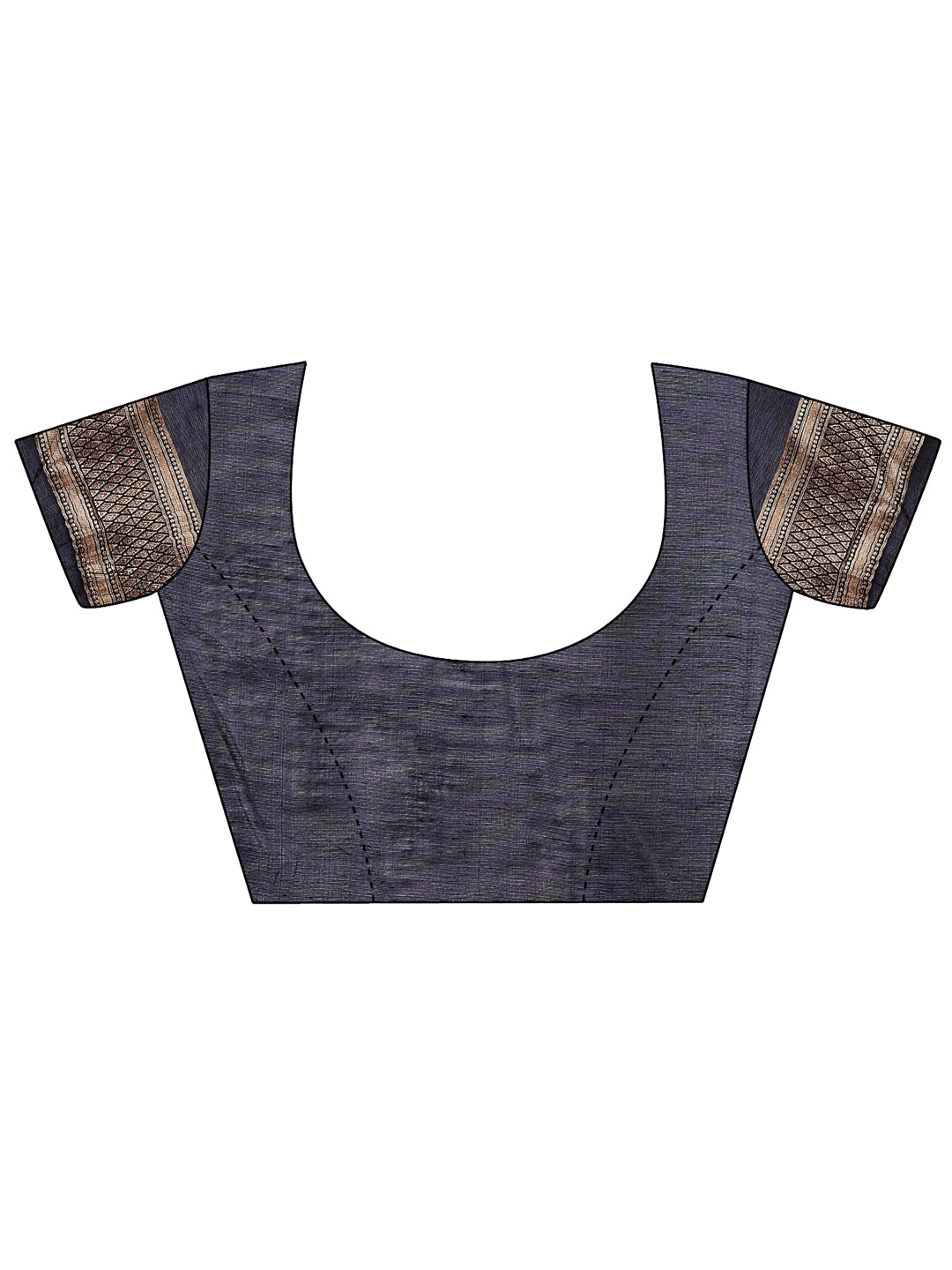 Navy Blue Colour Linen Cotton Printed Work Saree With Blouse Piece
