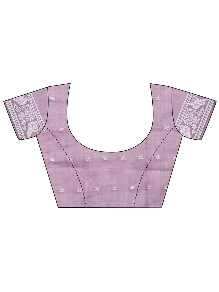 Purple Colour Linen Cotton Printed Work Saree With Blouse Piece