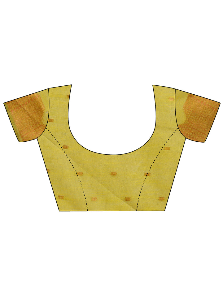 Mustard Colour Linen Cotton Saree Printed Work With Blouse Piece