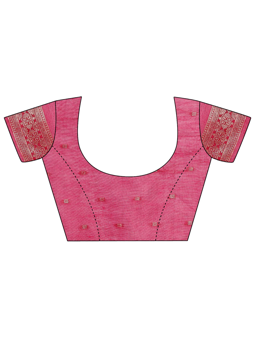 Pink Colour Cotton Saree Printed work With Blouse Piece