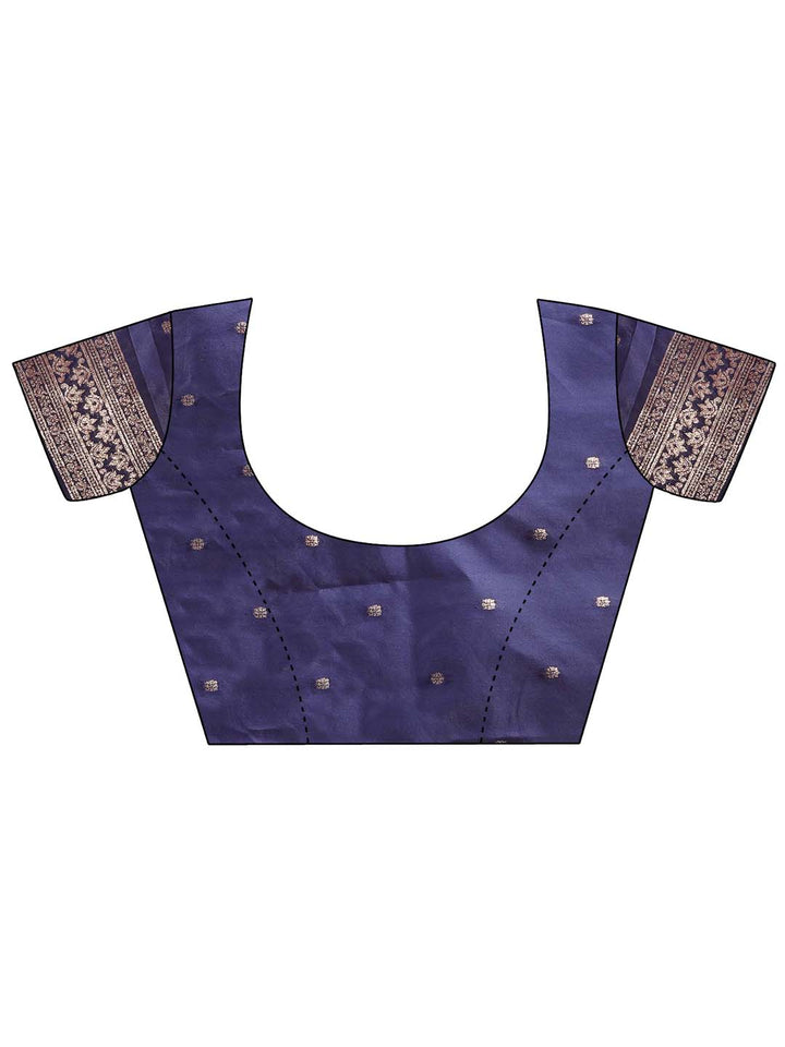 Navy Blue Colour Banarasi Silk Weaving Work Saree With Blouse Piece