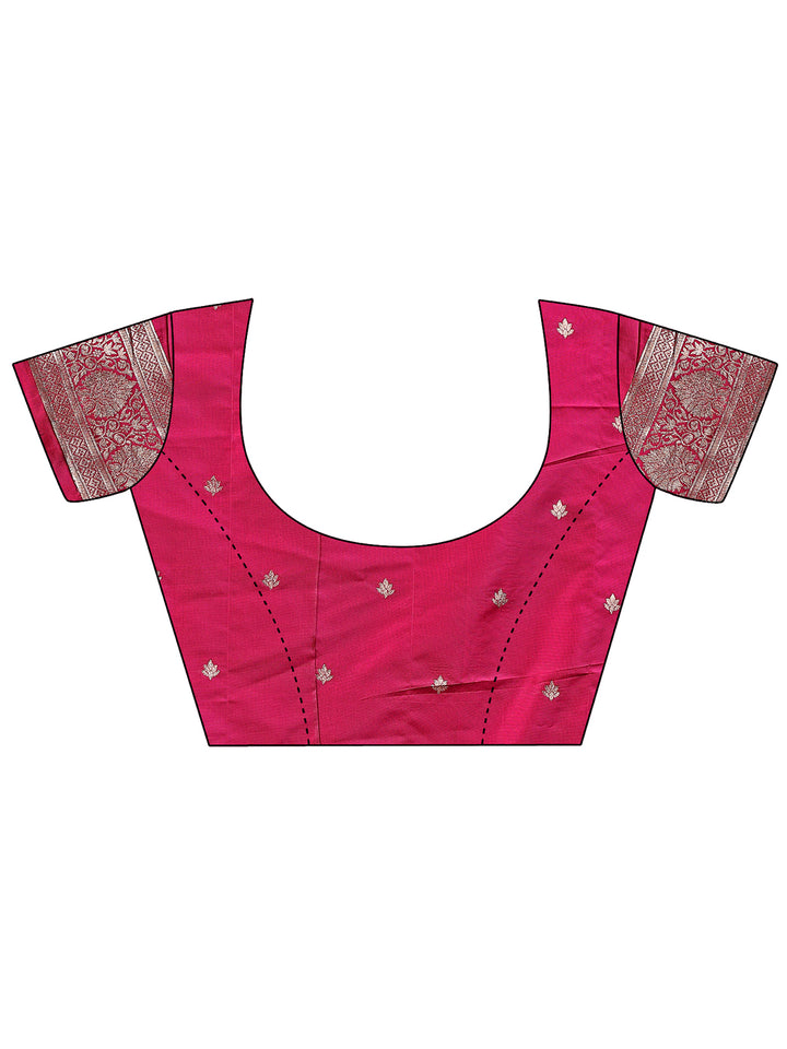 Magenta Colour Silk Saree Weaving Work With Blouse Piece
