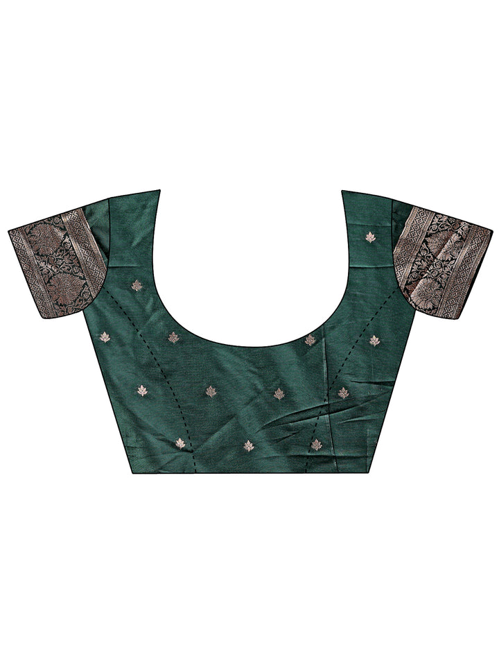 Green Colour Silk Saree Weaving Work With Blouse Piece