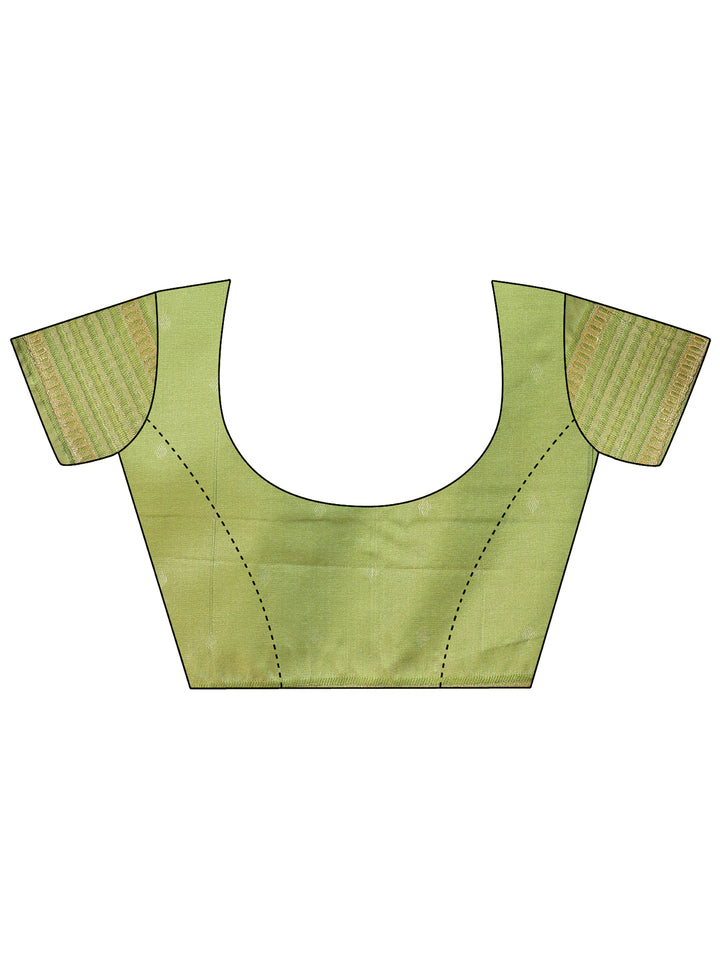 Light Green Colour Banarasi Silk Saree Weaving Work With Blouse Piece