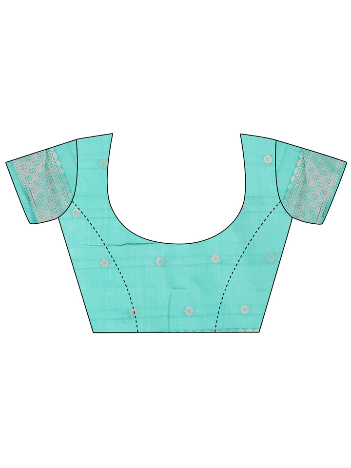 Sea Green Colour Linen Cotton Printed Work Saree With Blouse Piece