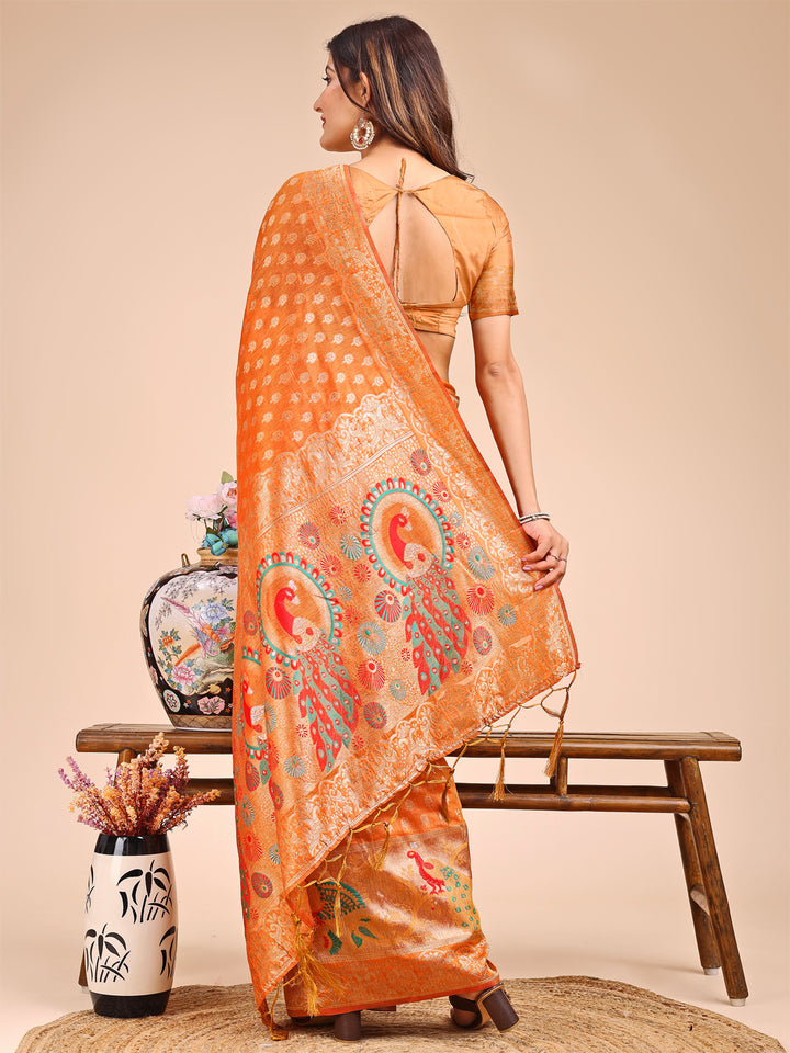 Mustrad Colour Linen Cotton Printed Work Saree With Blouse Piece
