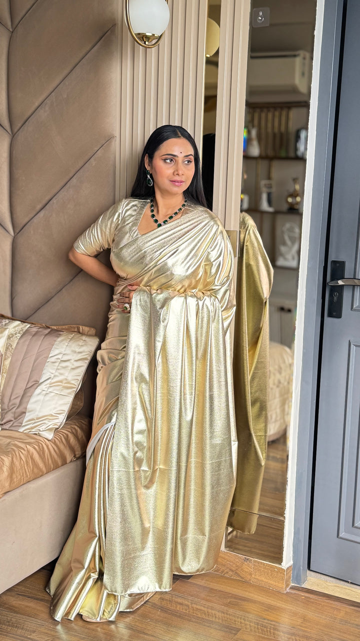 Premium Lilac unicorn Chromatic Designer Saree golden