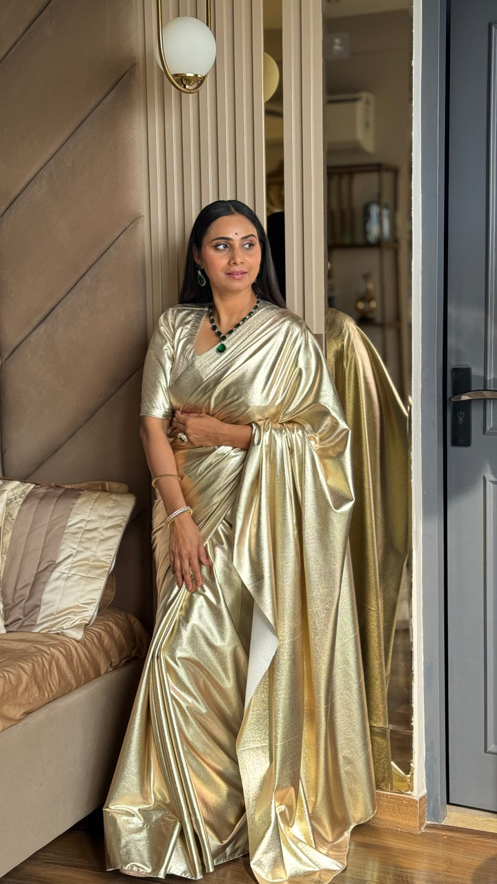 Premium Lilac unicorn Chromatic Designer Saree golden