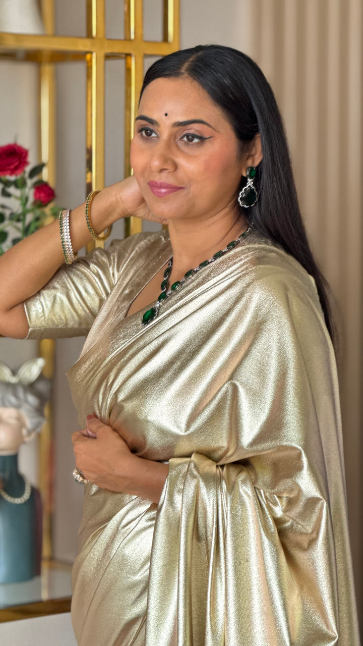 Premium Lilac unicorn Chromatic Designer Saree golden