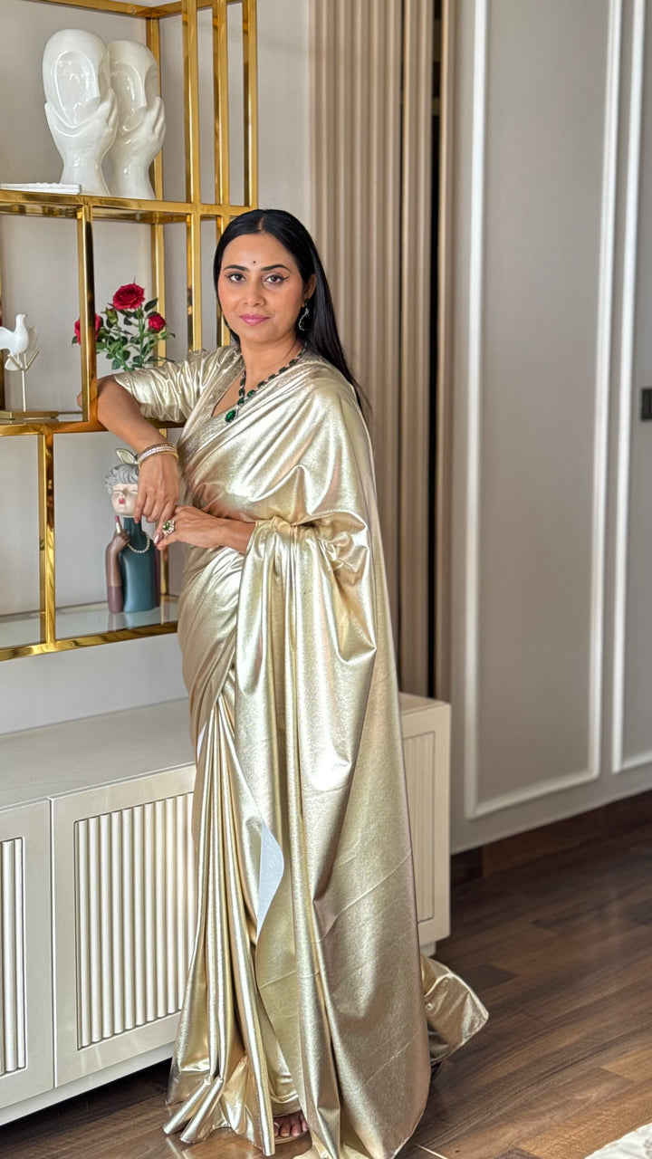 Premium Lilac unicorn Chromatic Designer Saree golden