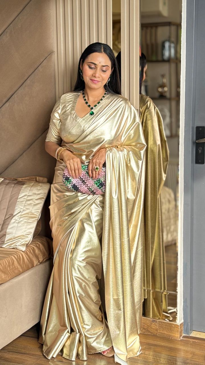 Premium Lilac unicorn Chromatic Designer Saree golden