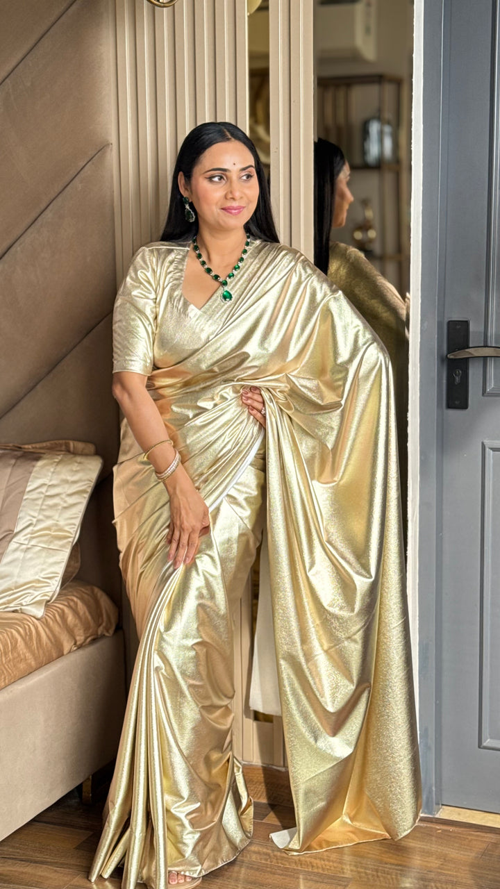 Premium Lilac unicorn Chromatic Designer Saree golden