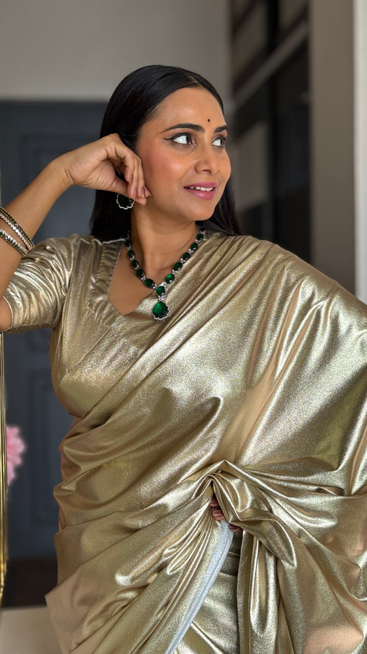 Premium Lilac unicorn Chromatic Designer Saree golden