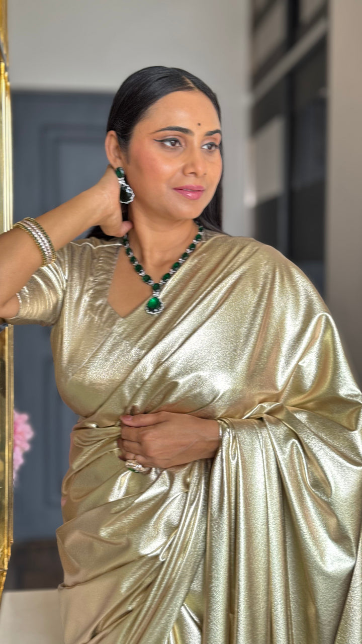 Premium Lilac unicorn Chromatic Designer Saree golden
