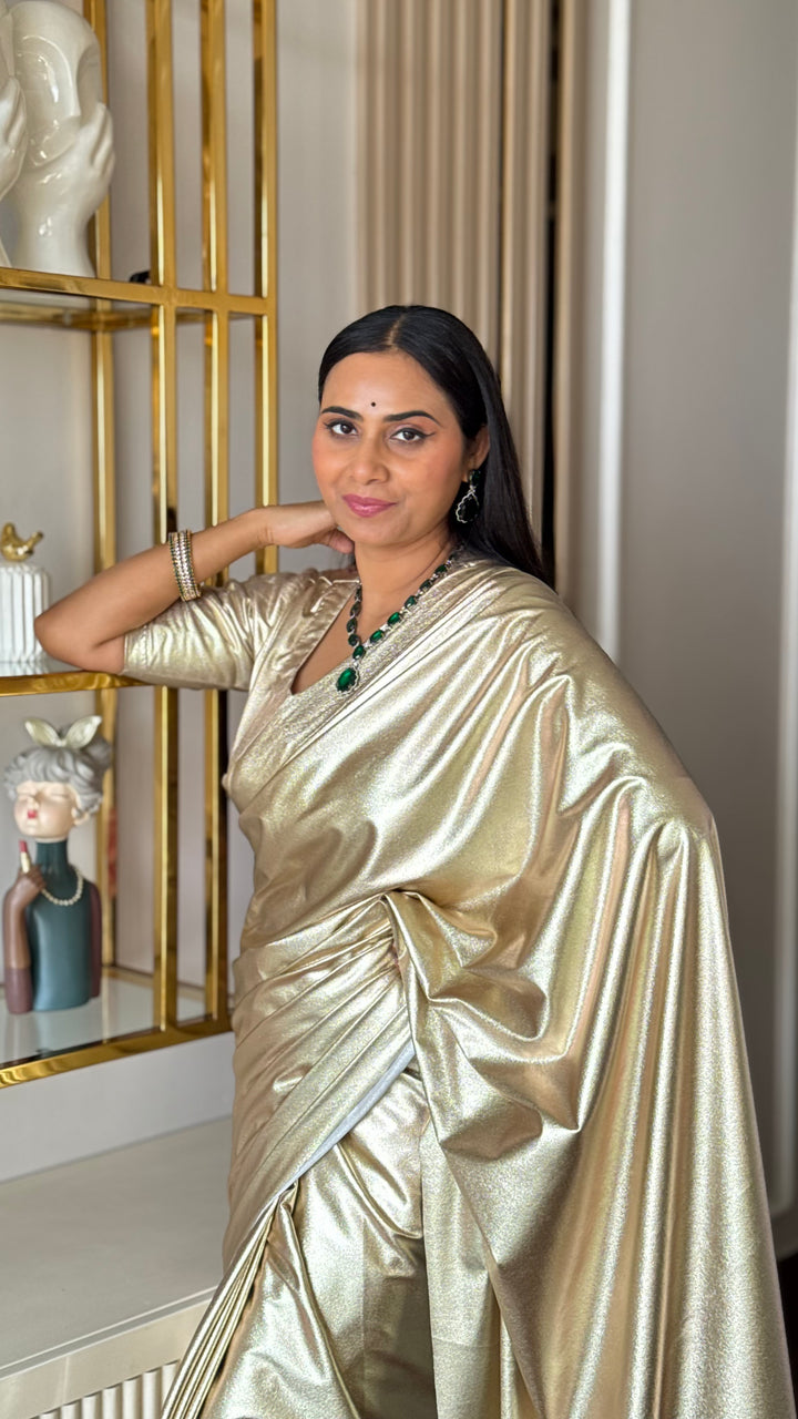 Premium Lilac unicorn Chromatic Designer Saree golden