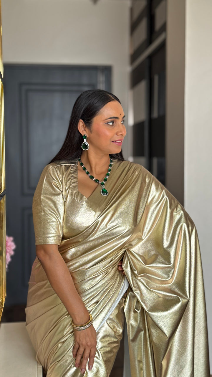 Premium Lilac unicorn Chromatic Designer Saree golden