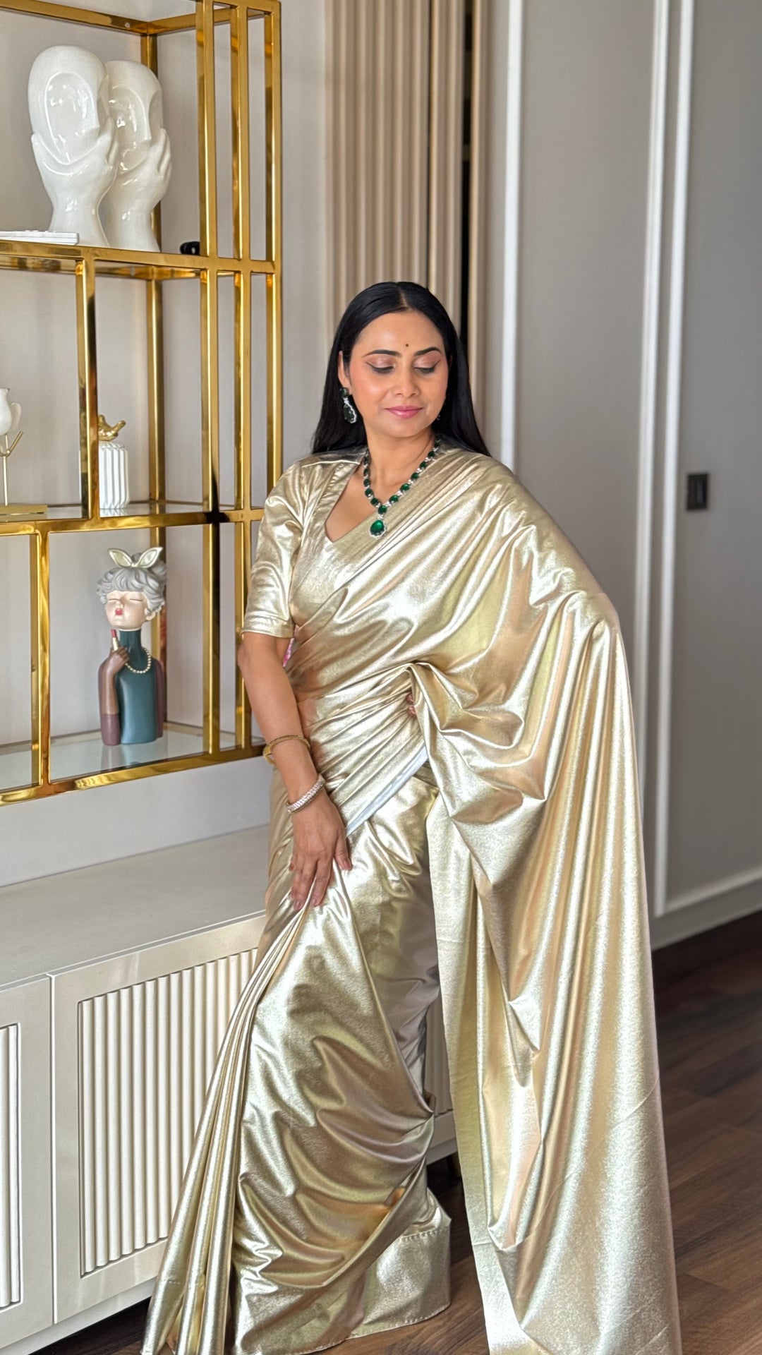 Premium Lilac unicorn Chromatic Designer Saree golden