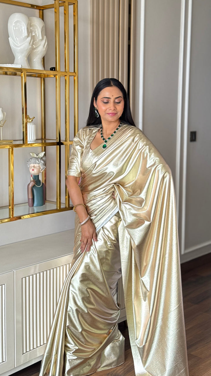 Premium Lilac unicorn Chromatic Designer Saree golden