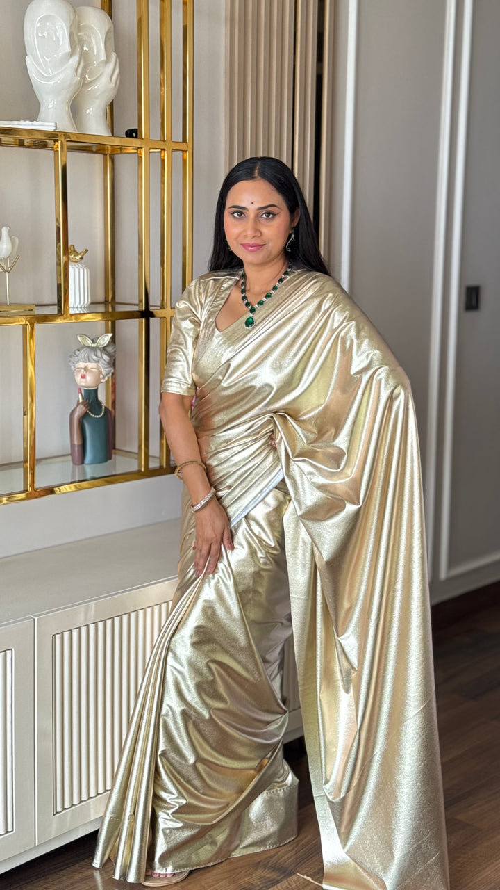 Premium Lilac unicorn Chromatic Designer Saree golden