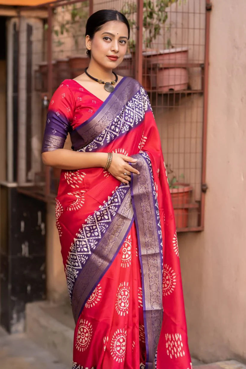 Pink Colour soft Dola cotton Kalamkari print saree with jecard kanjivaram zari border
