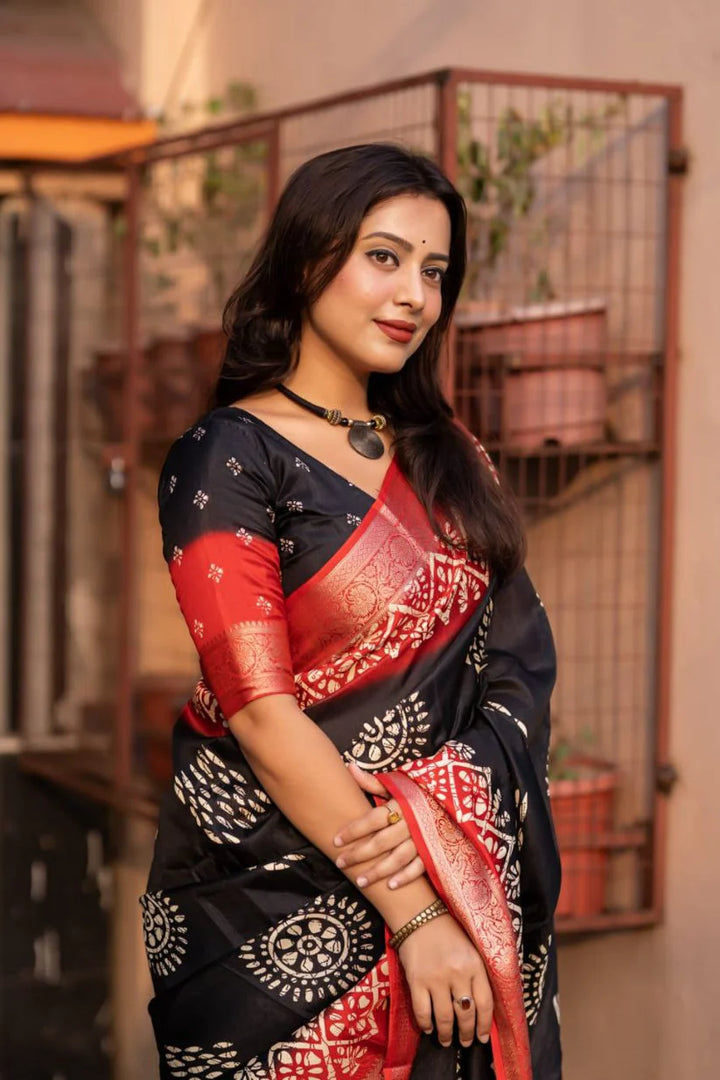 Black Colour soft Dola cotton Kalamkari print saree with jecard kanjivaram zari border
