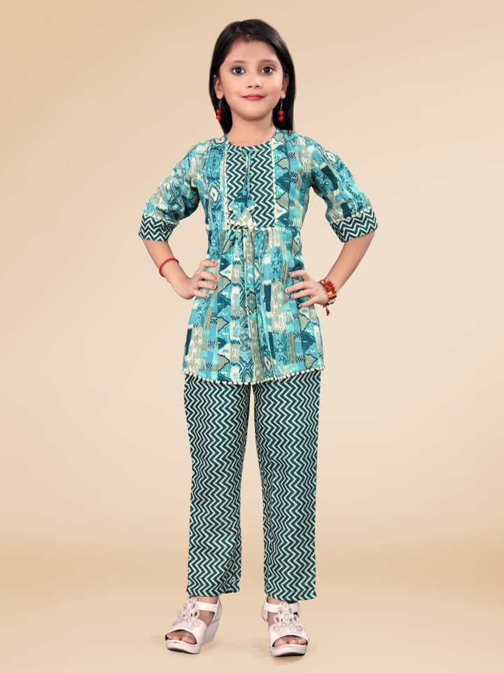 Sky Colour Cotton Printed Co-ord set