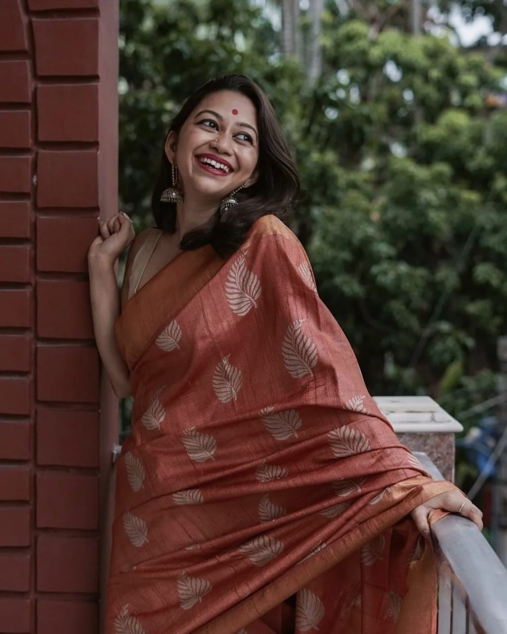 Brown Color Banarsi Soft Silk Saree With Copper Jari Weaving Saree