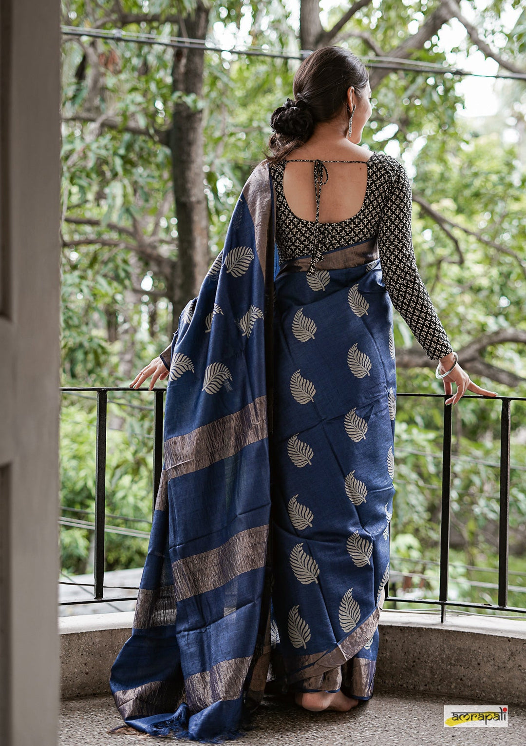 Blue Color Banarsi Soft Silk Saree With Copper Jari Weaving Saree