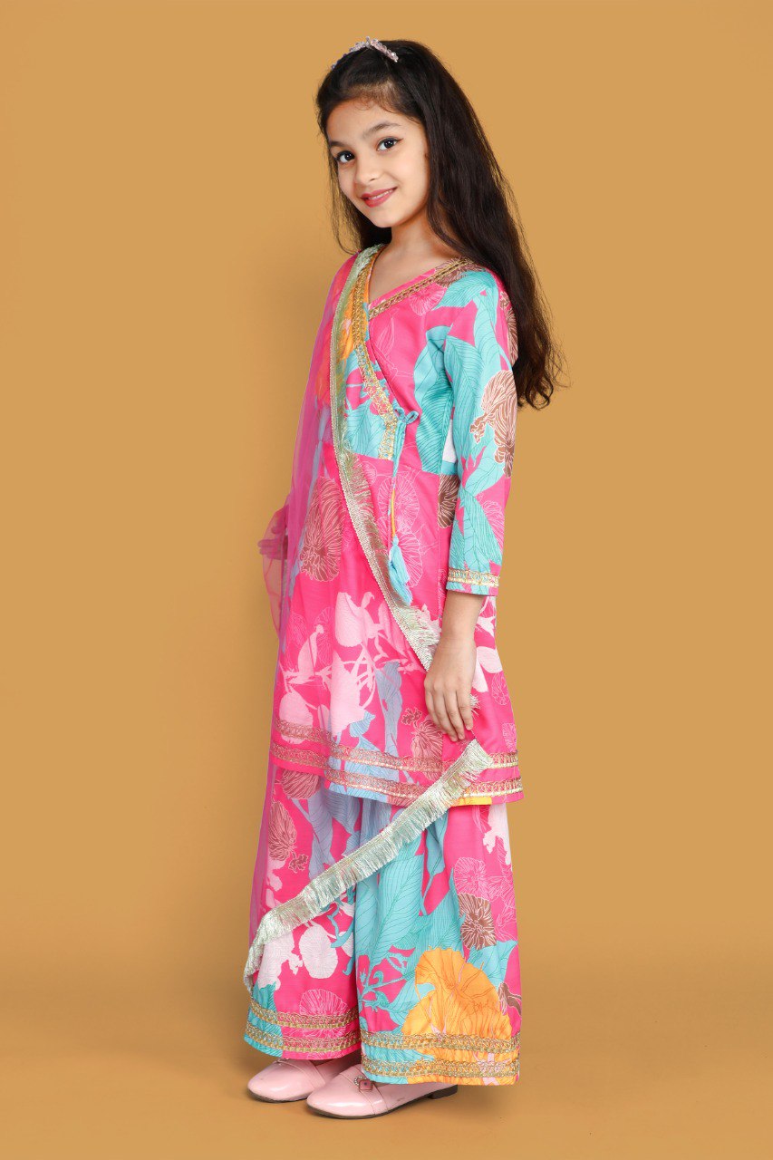 Multi Colour Reyon Printed Codding Lace With Anarkali-Style Suit