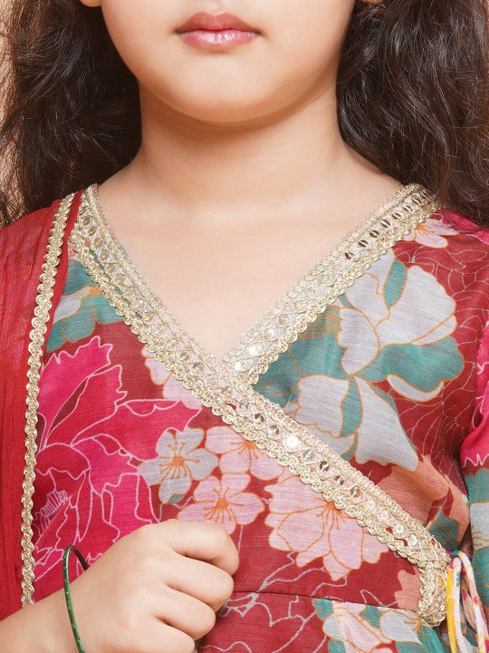 Maroon Colour Reyon Printed Codding Lace With Anarkali-style suit