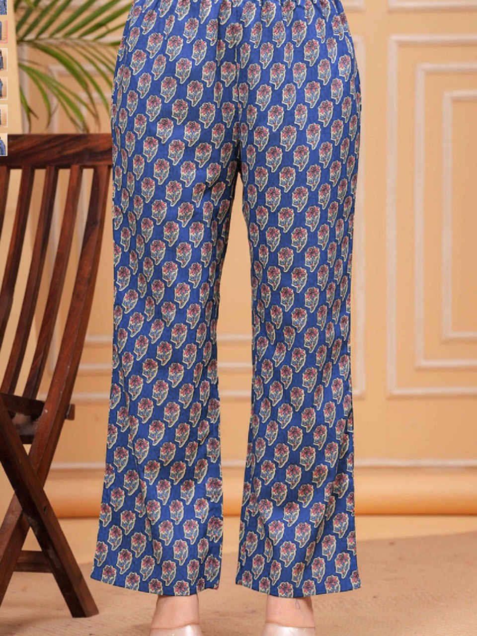 Blue Color Roman slub Anarkali Printed Kurta with Pant & Dupatta set (3PICE PEAR)