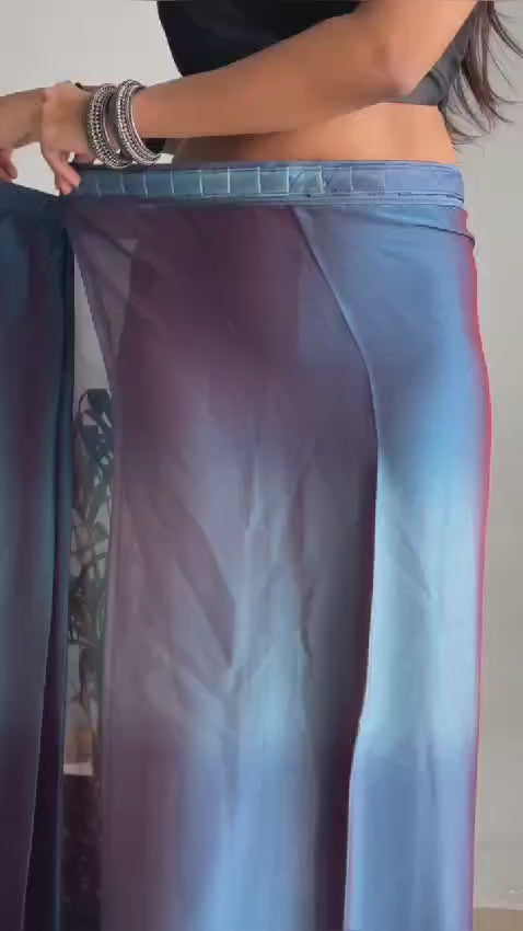 Blue Color Nylone Saree With Beautiful Blouse