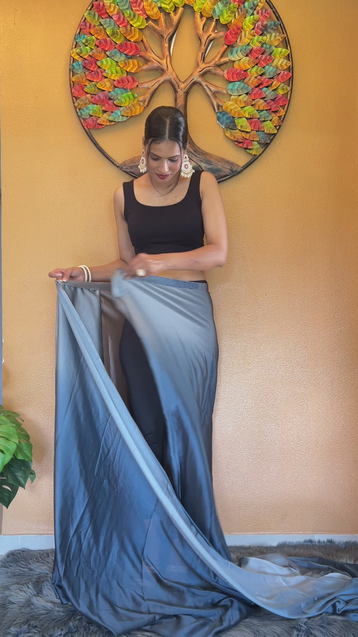 Gray Color Rangoli Silk Saree With Beautiful Blouse