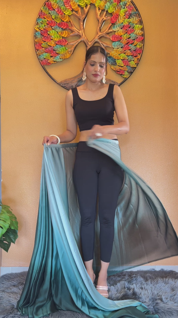 Sea Green Color Rangoli Silk Saree With Beautiful Blouse