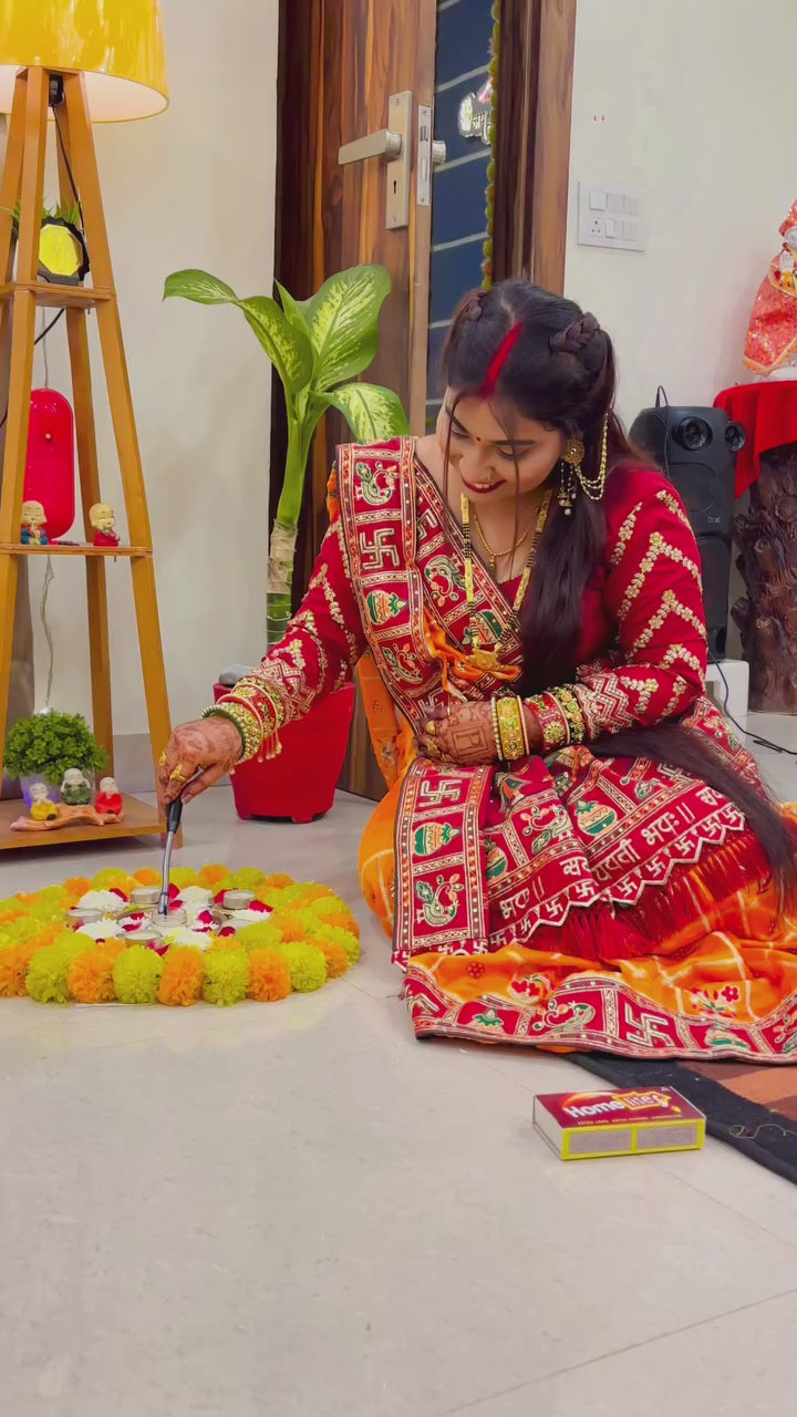 Orange Yellow Maroon Colour HimPriyaThe Lovebirds Embroiderd Panter Patola Saree For Special Occasion