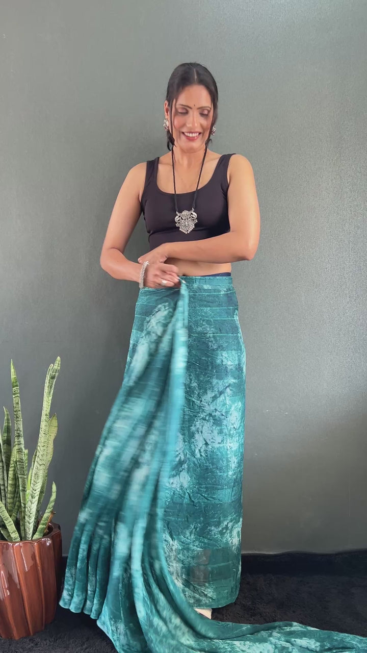 Sea Green Color Rangoli Silk Saree With Beautiful Blouse