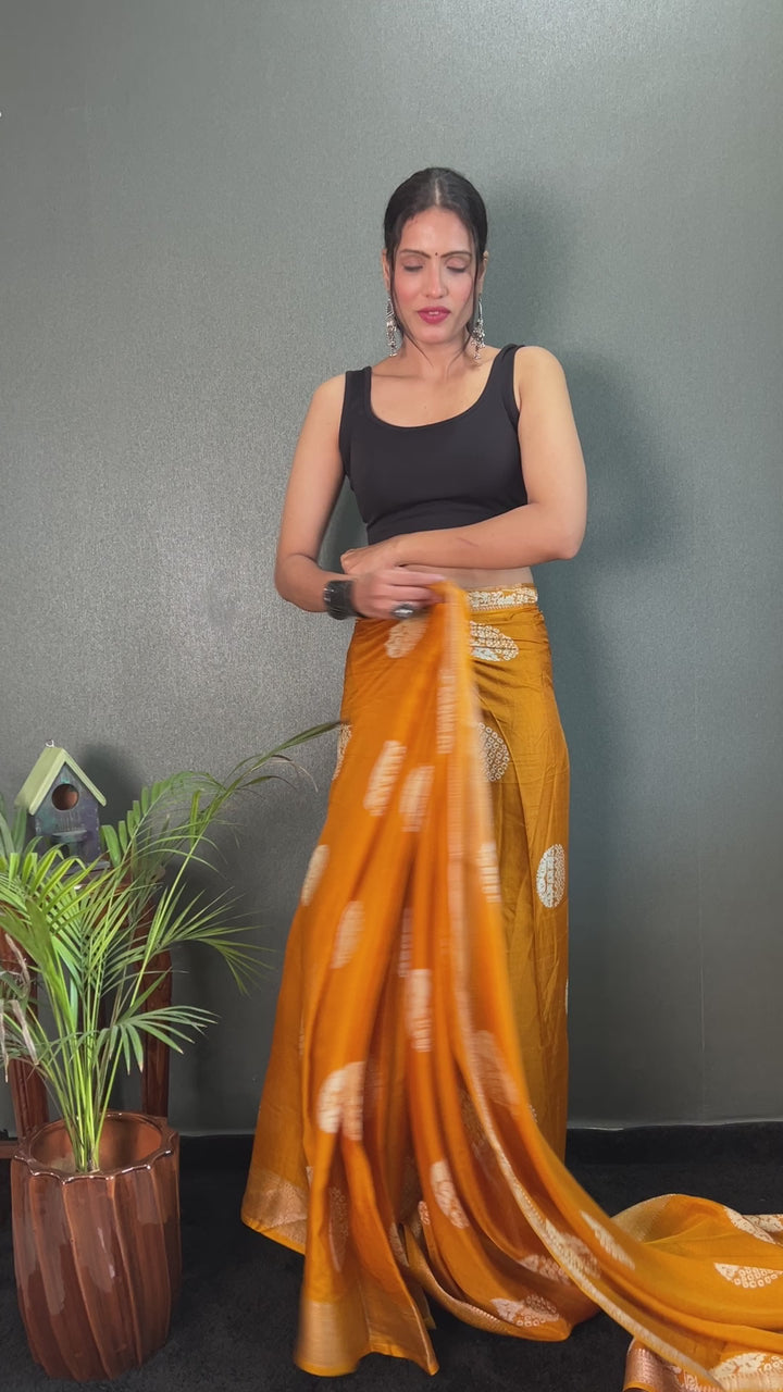 Yellow Color Soft Cotton Kalamkari Printed Saree With Beautiful Blouse