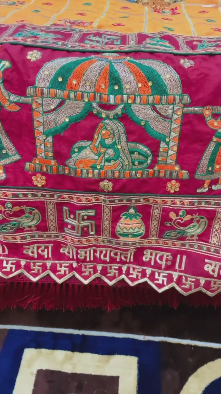 Orange Yellow Maroon Colour Sakshi Singh Embroiderd Panter Patola Saree For Special Occasion